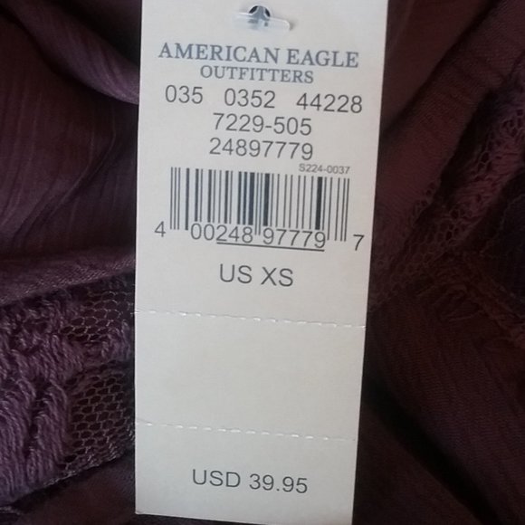 🌞 New American Eagle Camisole Burgundy Lace  XS - Picture 12 of 14